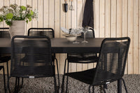 Modena Esstisch 200*100 - schwarz + Lindos Essstuhl - schwarz / alu / rep