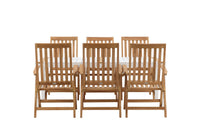 Togo Esstisch 200*100 - weiß / Teak / Alu + Kenya 5-fach verstellbarer Essstuhl - Teak