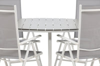 Break Esstisch 150ø - weiß / grau / alu / aintwood + Break 5:pos Essstuhl - weiß / grau