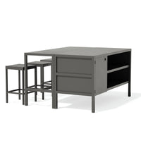 Umami Modul 3 mit Bartisch und 3 Barhockern, schwarz