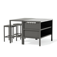 Umami Modul 2 mit Bartisch und 2 Barhockern, schwarz/edelstahl