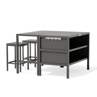 Umami Modul 2 mit Bartisch und 2 Barhockern, schwarz