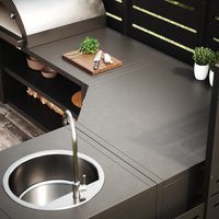 UMAMI Außenküchenpaket, Spülenmodul, Eckmodul, Modul 3, schwarz