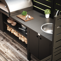 UMAMI Außenküchenpaket, Spülmodul sowie Modul 3, schwarz