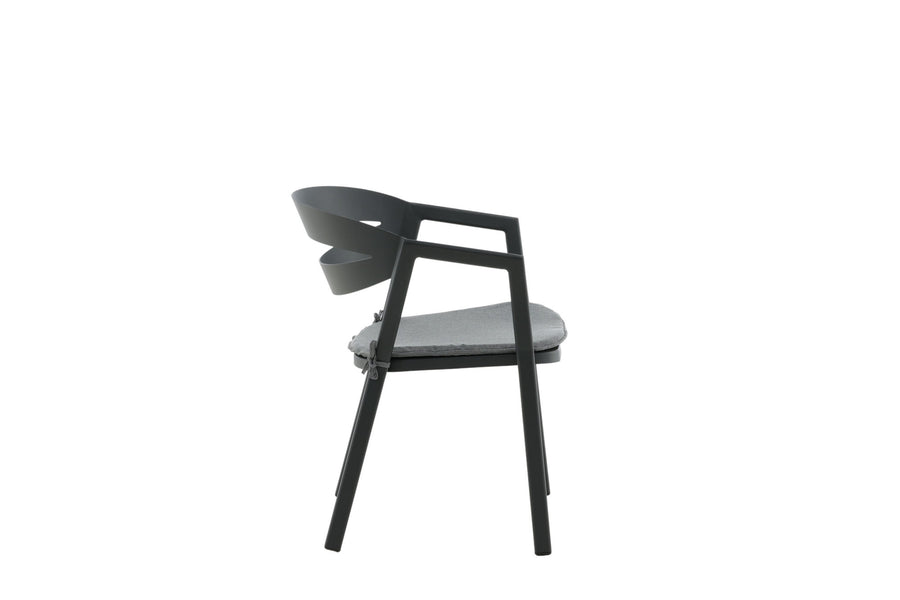 Stuhl mit Polster - schwarz / grau / Aluminium
