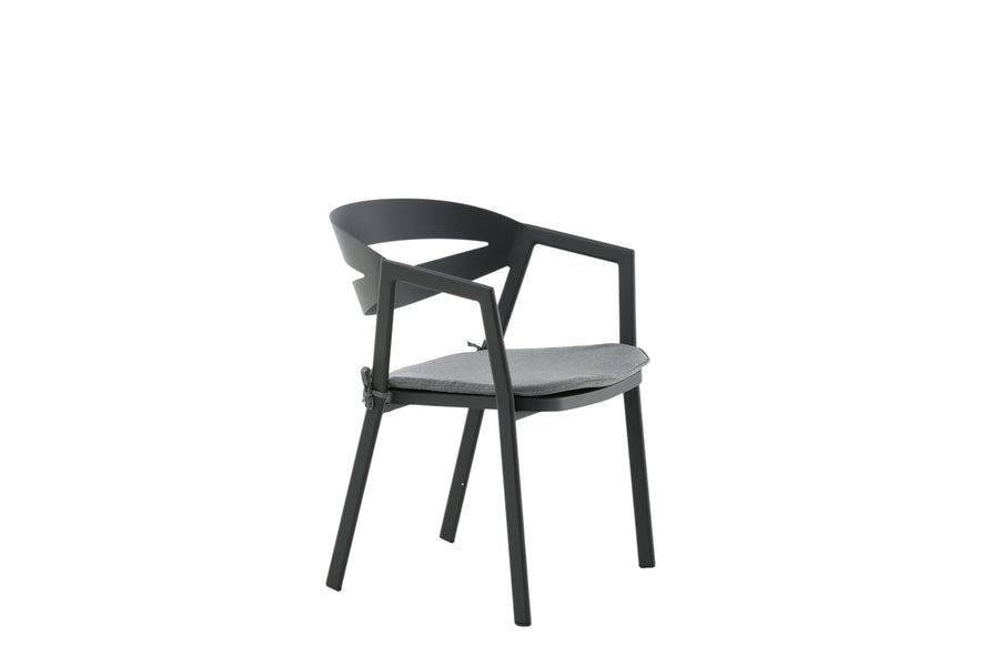 Stuhl mit Polster - schwarz / grau / Aluminium