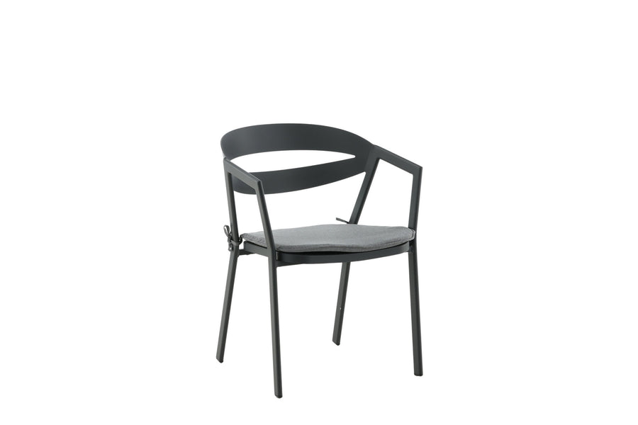 Stuhl mit Polster - schwarz / grau / Aluminium