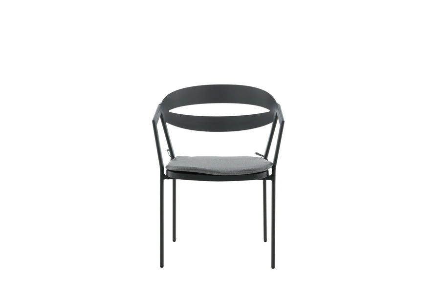 Stuhl mit Polster - schwarz / grau / Aluminium
