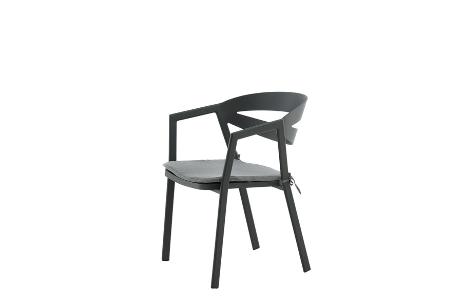 Stuhl mit Polster - schwarz / grau / Aluminium