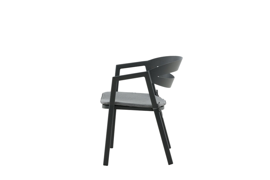 Stuhl mit Polster - schwarz / grau / Aluminium