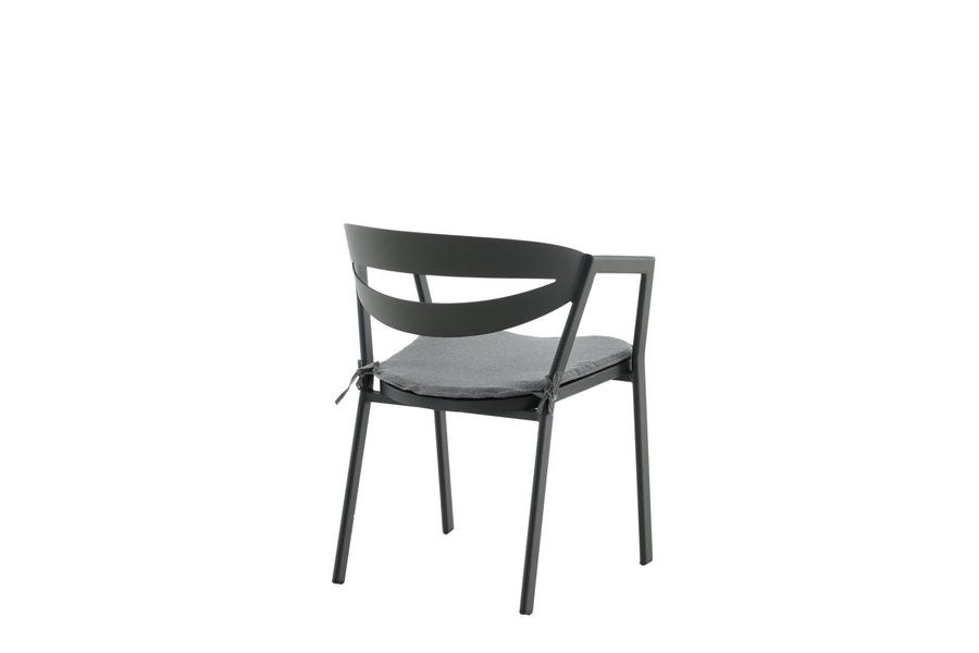 Stuhl mit Polster - schwarz / grau / Aluminium