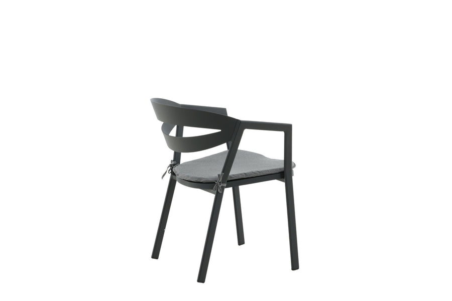 Stuhl mit Polster - schwarz / grau / Aluminium
