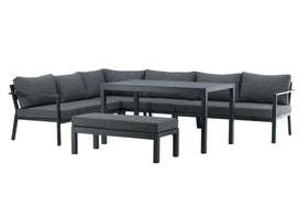 Ramos Ecksofa mit Couchtisch - schwarz / grau / alu