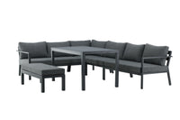 Ramos Ecksofa mit Couchtisch - schwarz / grau / alu