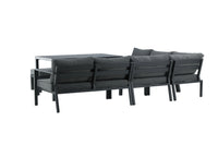 Ramos Ecksofa mit Couchtisch - schwarz / grau / alu