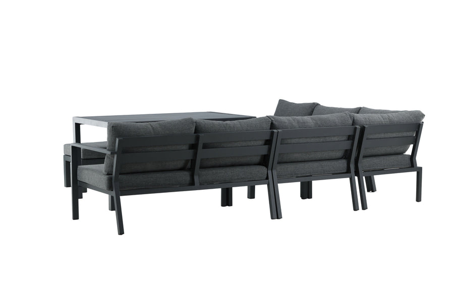 Ramos Ecksofa mit Couchtisch - schwarz / grau / alu