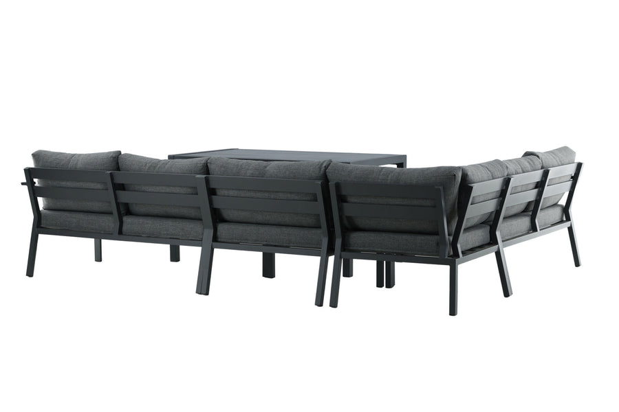 Ramos Ecksofa mit Couchtisch - schwarz / grau / alu