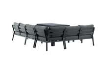 Ramos Ecksofa mit Couchtisch - schwarz / grau / alu