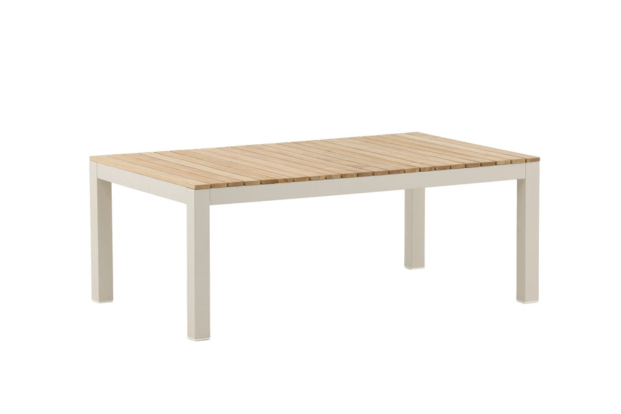 Brasilia Couchtisch - beige Alu / Teak