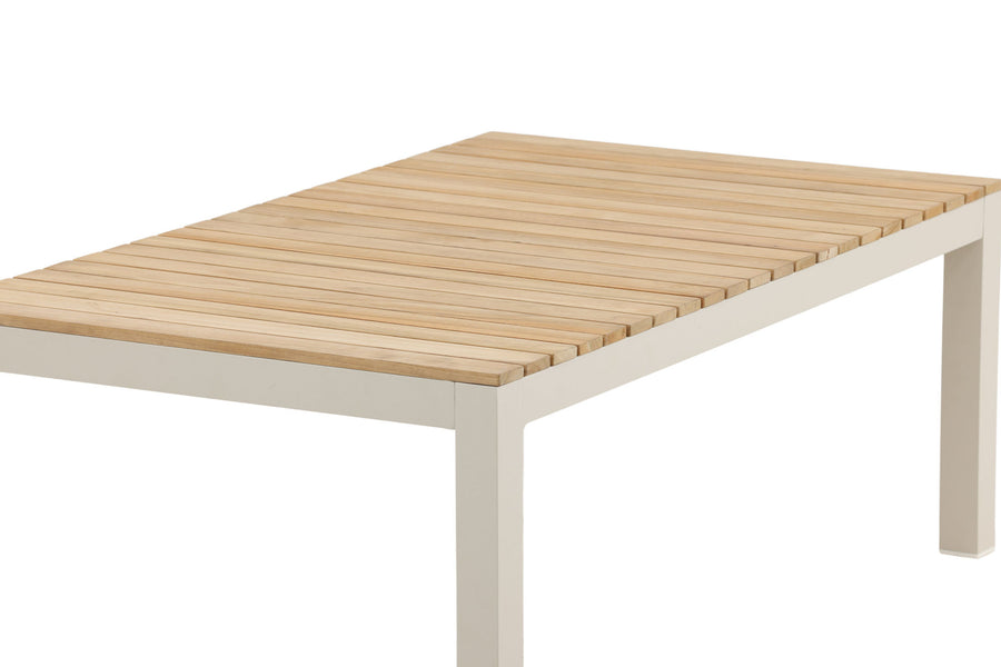 Brasilia Couchtisch - beige Alu / Teak