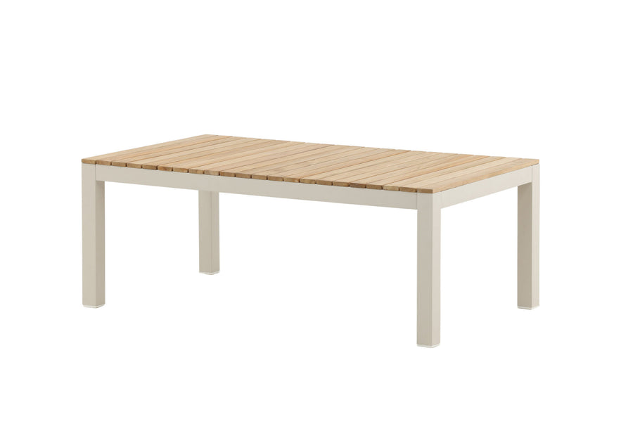 Brasilia Couchtisch - beige Alu / Teak