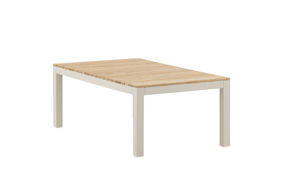 Brasilia Couchtisch - beige Alu / Teak