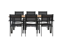 Holmbeck Esstisch 200*95 - schwarz / Akazie + Copacabana Essstuhl - schwarz