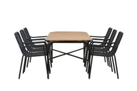 Holmbeck Esstisch 200*95 - schwarz / Akazie + Peking Essstuhl - schwarz / Alu