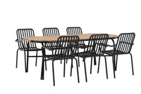 Holmbeck Esstisch 200*95 - schwarz / Akazie + Peking Essstuhl - schwarz / Alu