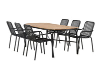 Holmbeck Esstisch 200*95 - schwarz / Akazie + Peking Essstuhl - schwarz / Alu