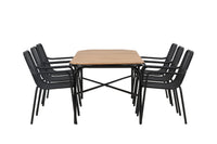 Holmbeck Esstisch 200*95 - schwarz / Akazie + Peking Essstuhl - schwarz / Alu