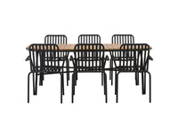 Holmbeck Esstisch 200*95 - schwarz / Akazie + Peking Essstuhl - schwarz / Alu