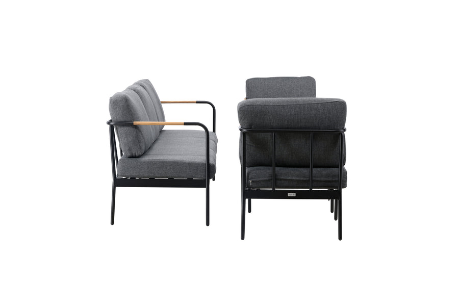 Pehnna Sofaset Loungeset Stahl - Schwarz / Dunkelgrau 