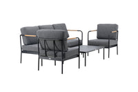 Pehnna Sofaset Loungeset Stahl - Schwarz / Dunkelgrau 