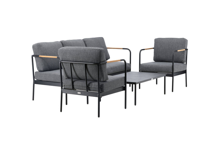 Pehnna Sofaset Loungeset Stahl - Schwarz / Dunkelgrau 