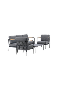 Pehnna Sofaset Loungeset Stahl - Schwarz / Dunkelgrau 