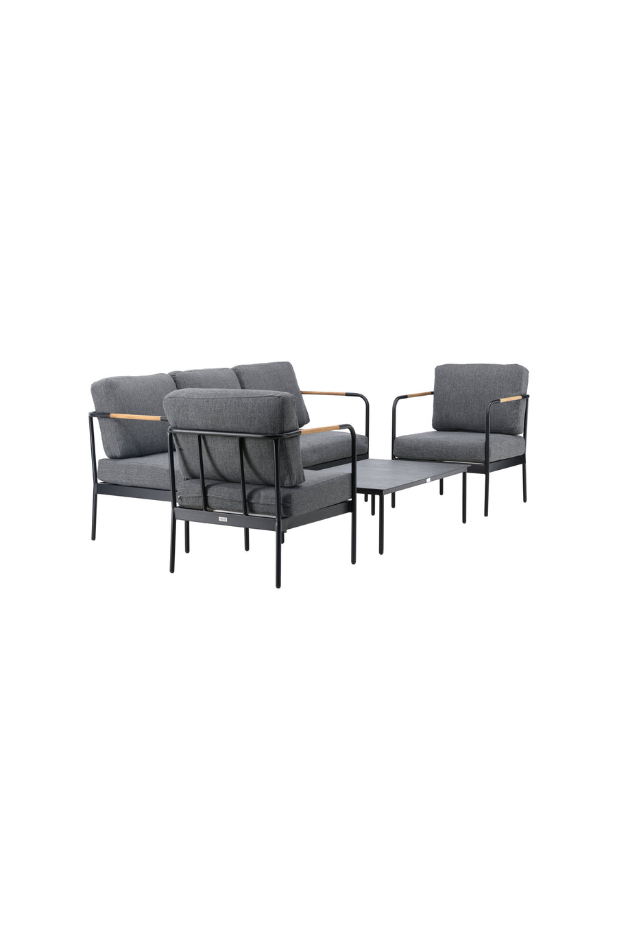 Pehnna Sofaset Loungeset Stahl - Schwarz / Dunkelgrau 