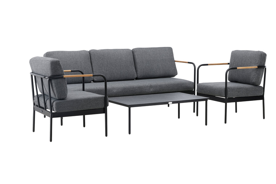 Pehnna Sofaset Loungeset Stahl - Schwarz / Dunkelgrau 