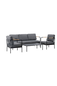 Pehnna Sofaset Loungeset Stahl - Schwarz / Dunkelgrau 