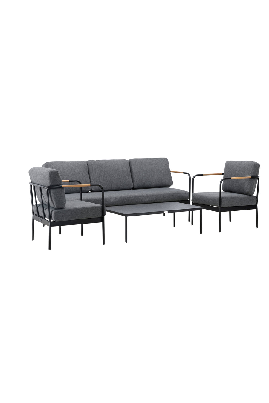 Pehnna Sofaset Loungeset Stahl - Schwarz / Dunkelgrau 
