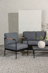 Pehnna Sofaset Loungeset Stahl - Schwarz / Dunkelgrau 