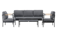 Pehnna Sofaset Loungeset Stahl - Schwarz / Dunkelgrau 