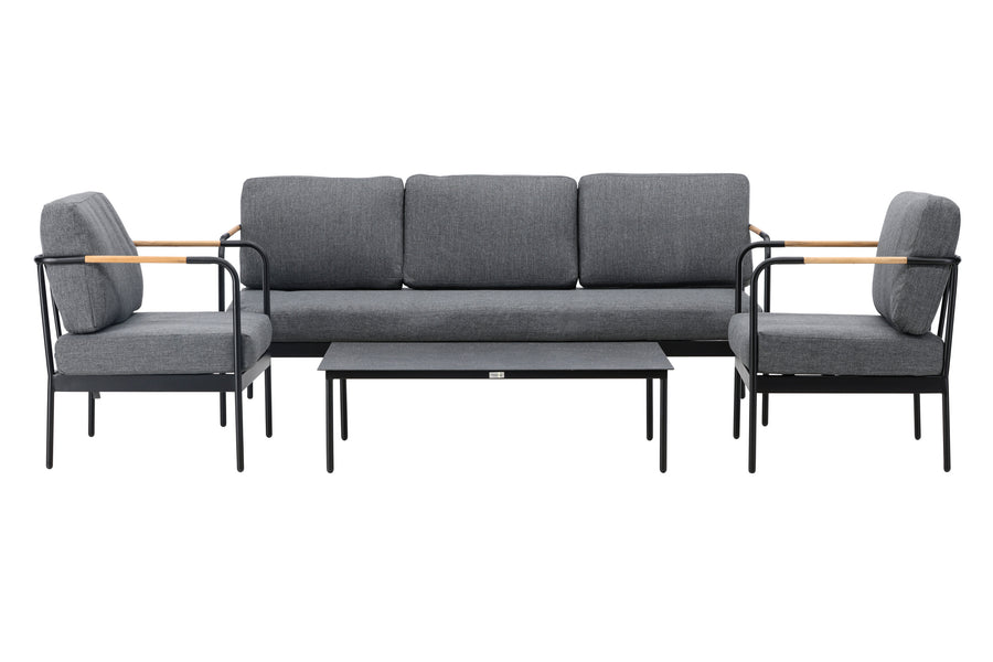 Pehnna Sofaset Loungeset Stahl - Schwarz / Dunkelgrau 