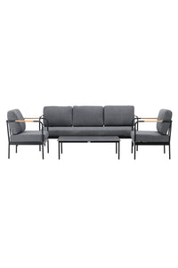 Pehnna Sofaset Loungeset Stahl - Schwarz / Dunkelgrau 