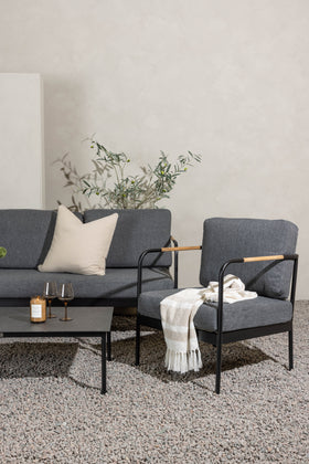 Pehnna Sofaset Loungeset Stahl - Schwarz / Dunkelgrau 