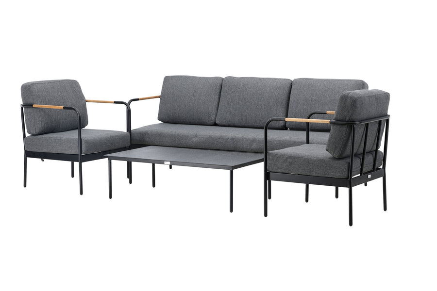 Pehnna Sofaset Loungeset Stahl - Schwarz / Dunkelgrau 