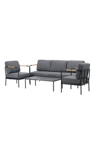 Pehnna Sofaset Loungeset Stahl - Schwarz / Dunkelgrau 