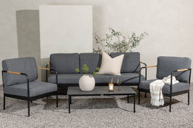 Pehnna Sofaset Loungeset Stahl - Schwarz / Dunkelgrau 