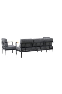 Pehnna Sofaset Loungeset Stahl - Schwarz / Dunkelgrau 