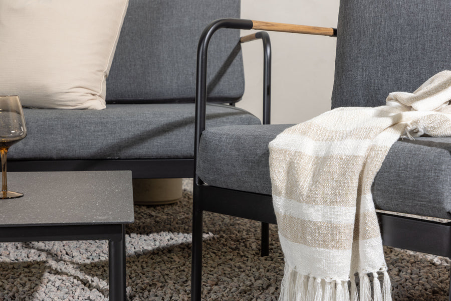 Pehnna Sofaset Loungeset Stahl - Schwarz / Dunkelgrau 